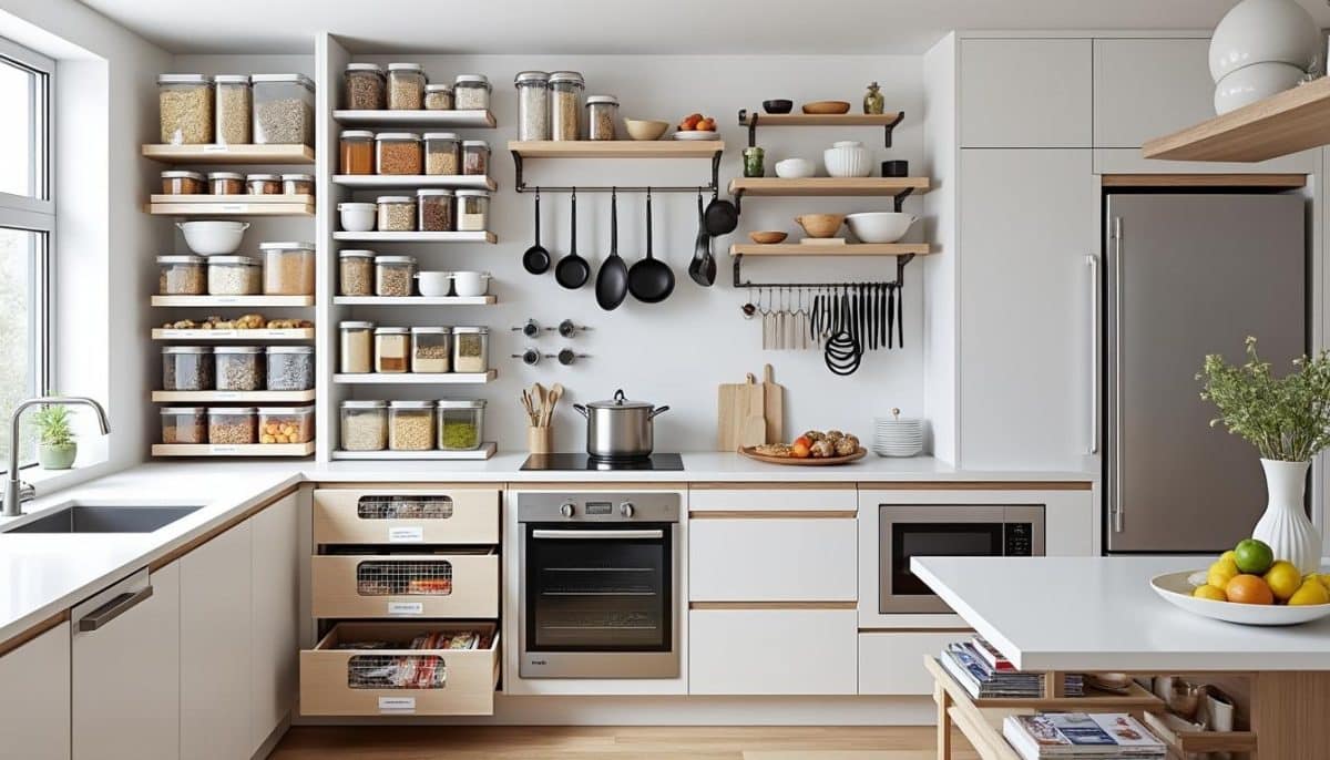 discover 8 smart kitchen organization hacks that help you save space and keep your cooking area tidy. perfect tips for maximizing small kitchens and staying clutter-free.