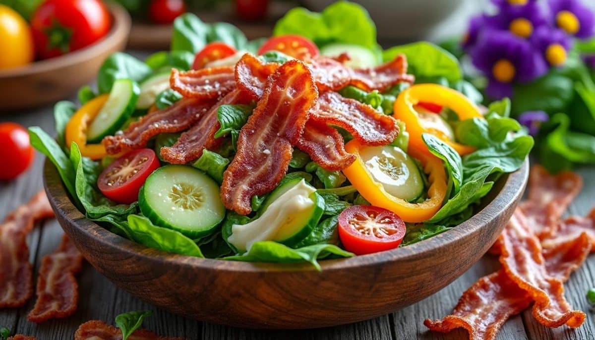 discover a bacon salad recipe that steals the spotlight at any gathering! fresh greens, crispy bacon, and a zesty dressing make this dish irresistible—easy to prepare and perfect for impressing guests.