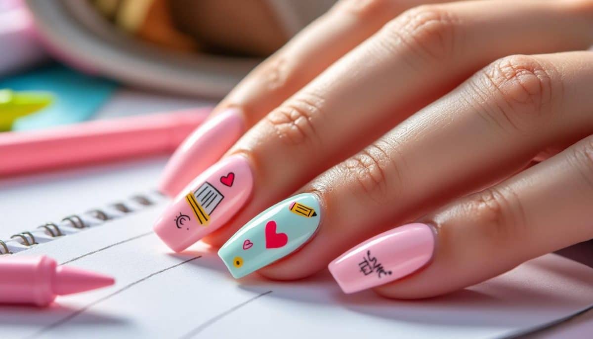 discover adorable pink back to school nails that perfectly capture a sweet student vibe. get inspired with cute designs and playful styles for a standout look this school season!