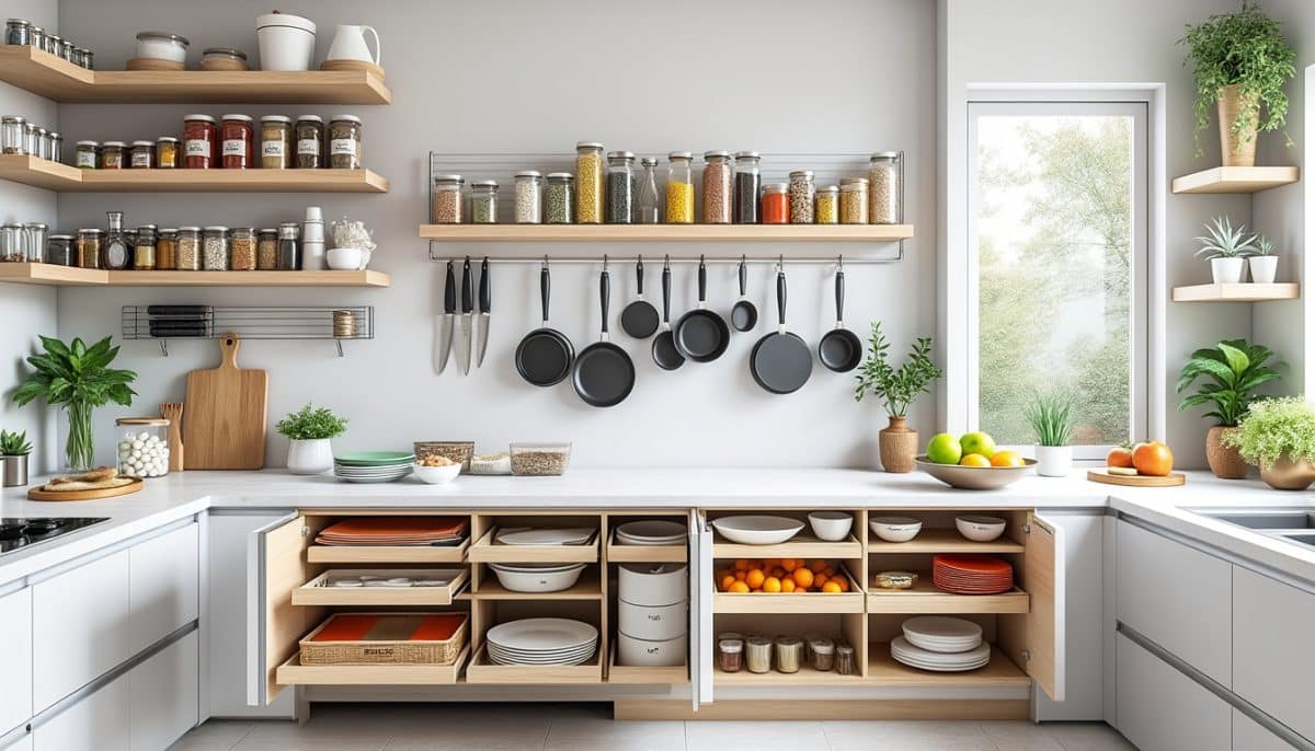 discover 10 brilliant kitchen storage ideas that will help you organize your space and eliminate kitchen chaos. transform your kitchen into a functional and tidy area with these creative storage solutions.