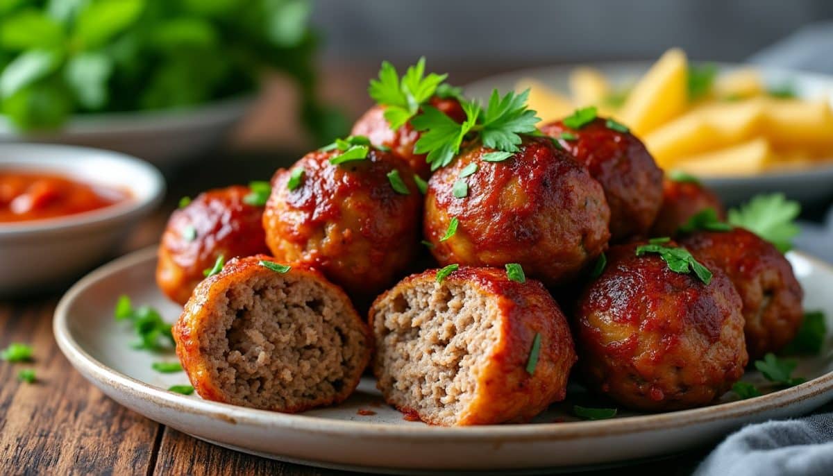 discover juicy inside-out gluten-free meatballs made effortlessly in your air fryer! perfectly tender, flavorful, and ready in minutes—these meatballs are ideal for a healthy, delicious dinner.
