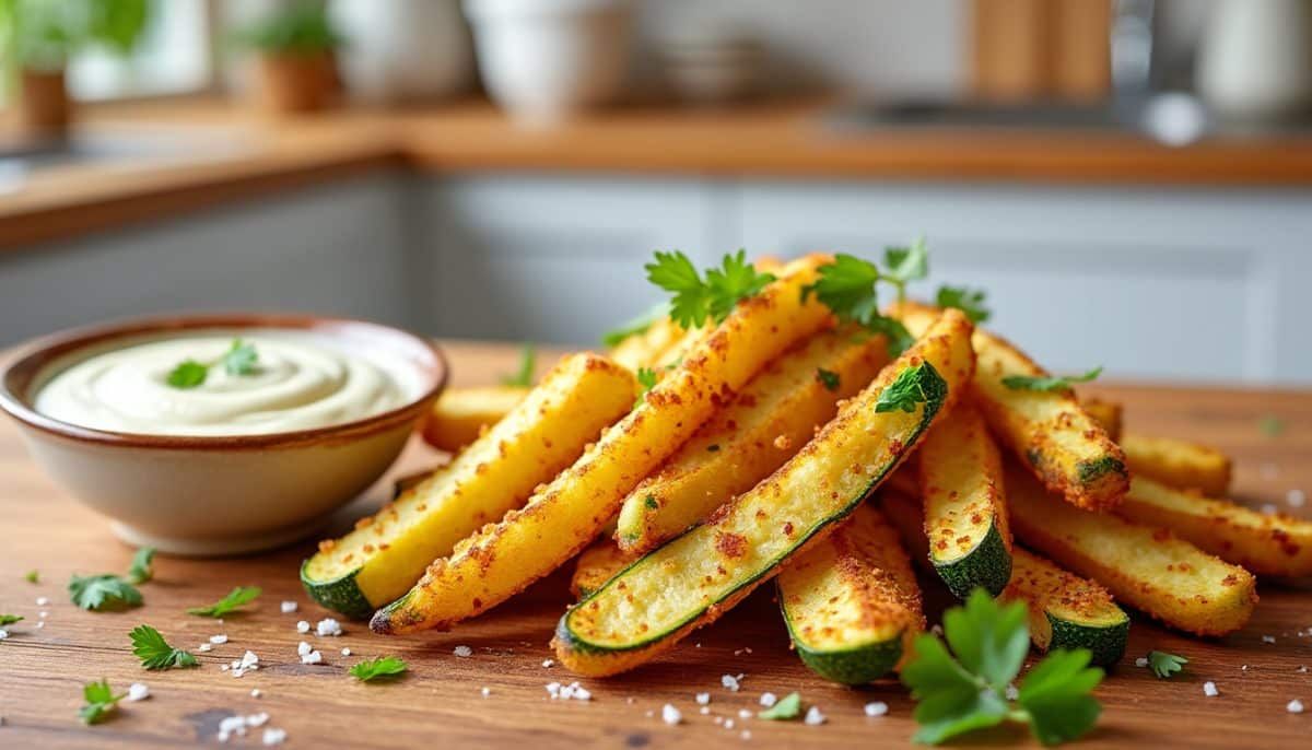 enjoy crispy, delicious gluten-free air fryer zucchini fries made without guilt! perfect for healthy snacking or a light side dish, these fries are easy to make and full of flavor.