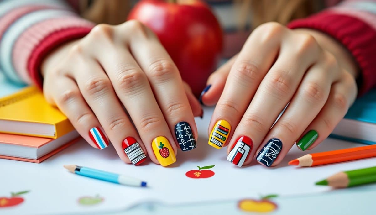 explore creative school-themed nail art ideas perfect for students and teachers! discover designs inspired by books, pencils, chalkboards, and more to show your back-to-school spirit.