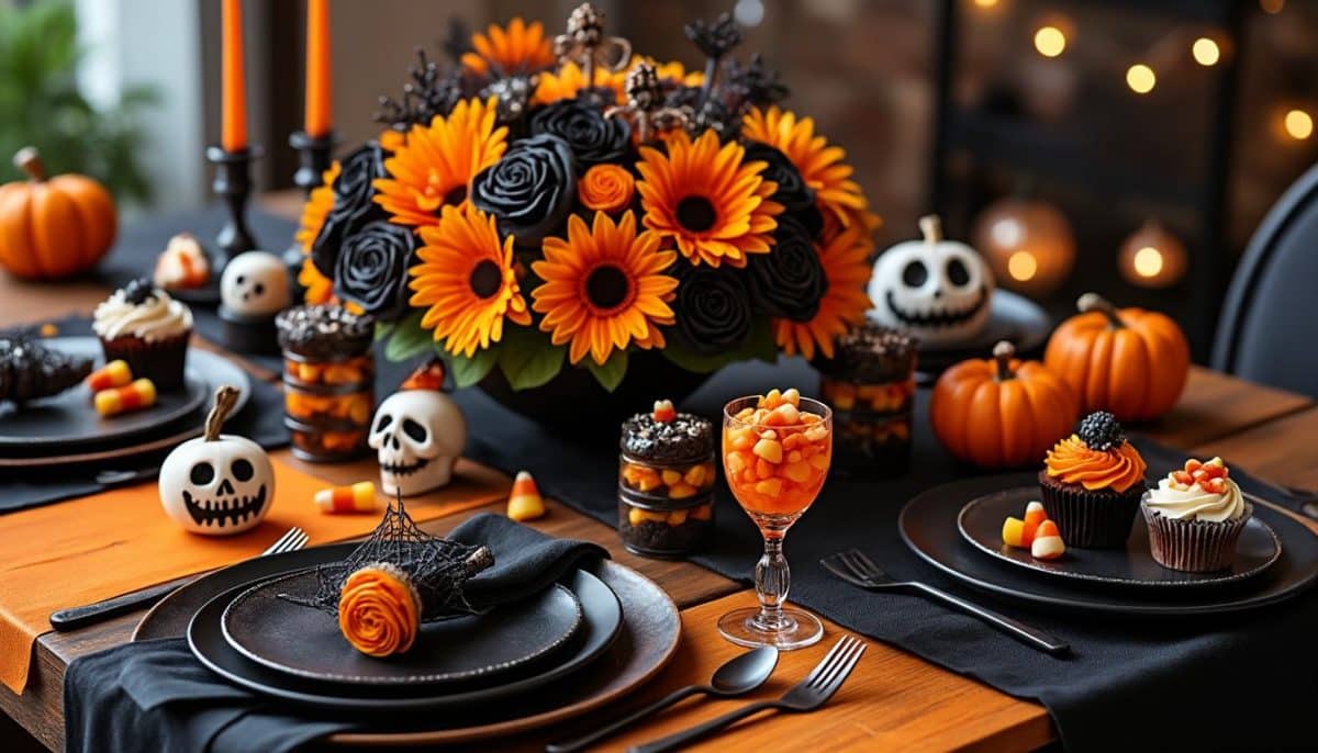 add a festive touch to your halloween table setting with these stylish black and orange cloth napkins. durable, reusable, and perfect for parties or spooky dinners. shop now to elevate your halloween decor!