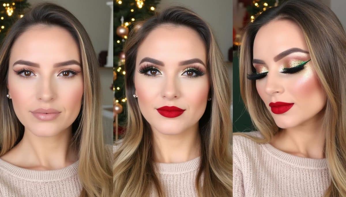 discover three stunning christmas makeup looks, from subtle elegance to full glam, perfect for any festive occasion. get inspired for your holiday beauty routine!