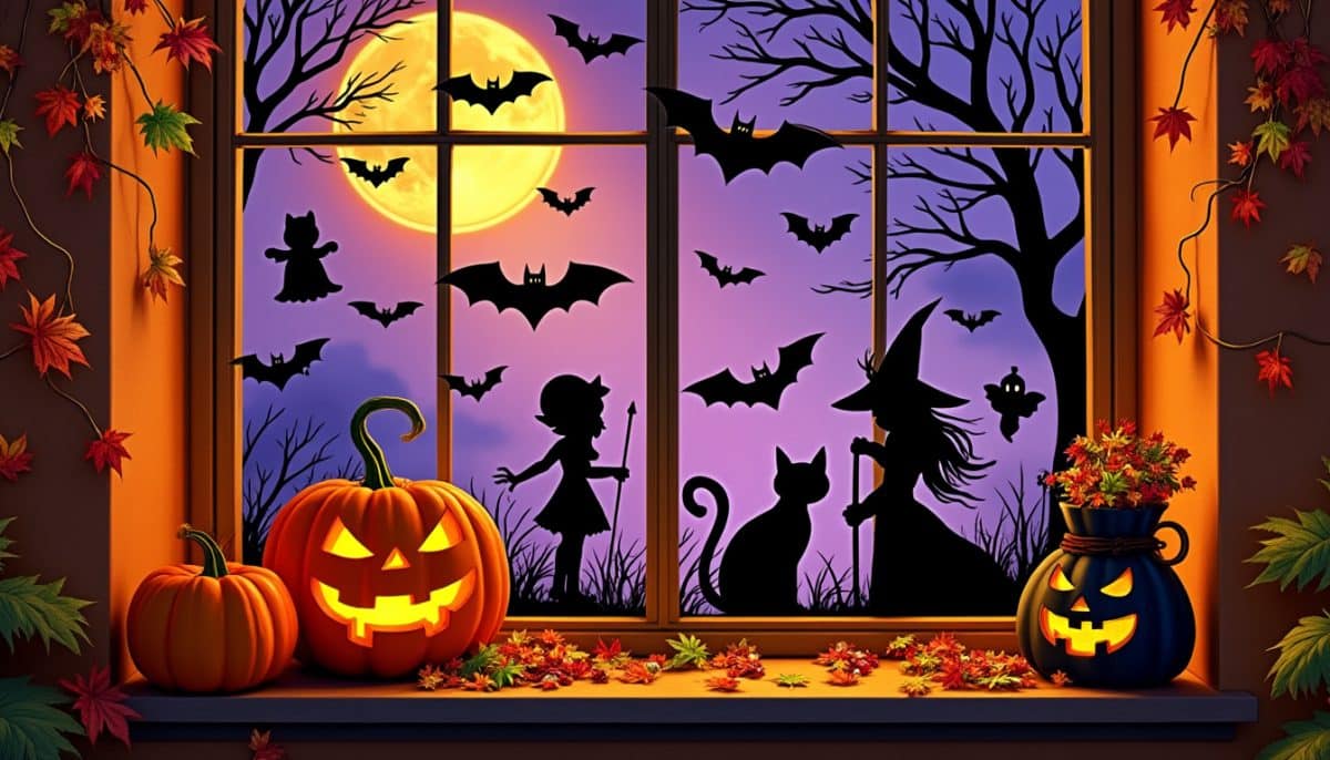 discover spooky halloween window silhouettes made with cricut vinyl. explore creative diy ideas to decorate your windows with unique, easy-to-make vinyl designs for a frightfully festive home.