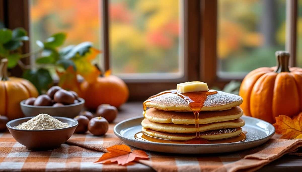 discover a delicious european fall tradition with these gluten-free chestnut flour pancakes. perfect for cozy mornings, enjoy their nutty flavor and simple, wholesome ingredients.