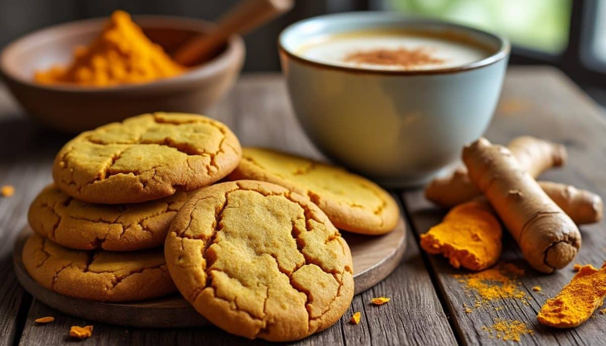 indulge in delicious gluten-free turmeric flour golden milk latte cookies, packed with warming spices and wholesome ingredients. perfect for a healthy treat with a comforting twist!