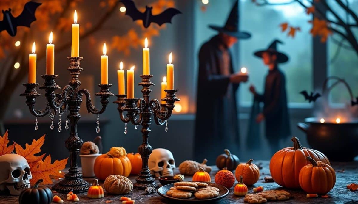 illuminate your spooky celebrations with these multi-branch halloween candelabras—perfect for adding a gothic, eerie charm to your haunted house décor. ideal for parties, events, and festive table settings.