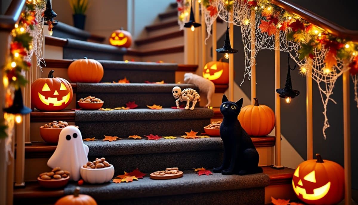 transform your home for halloween with creative staircase decorations, featuring spooky garlands and festive lights. discover unique ideas to make your stairs the highlight of your halloween decor.