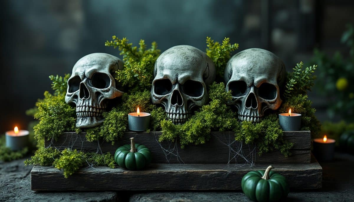 discover how to create striking halloween gothic centerpieces using moss, lichen, and skulls. perfect for spooky and elegant table décor, these ideas will elevate your halloween party with a mysterious and enchanting vibe.