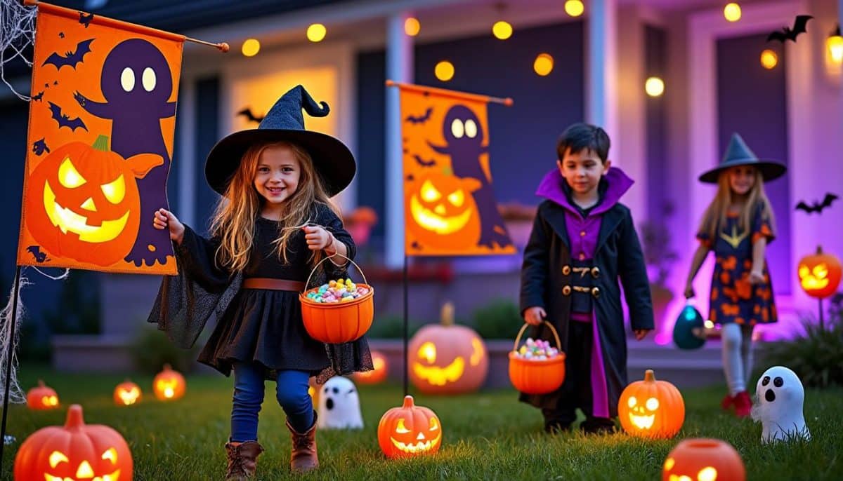 decorate your home for the spooky season with our outdoor wind-resistant halloween flags. durable, vibrant, and perfect for gardens or yards, these flags stay put even on windy days, ensuring lasting festive charm.