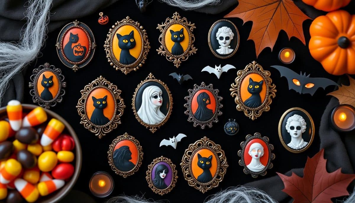 discover unique vintage halloween pins and brooches, featuring spooky cameos and retro designs. perfect for collectors or adding a nostalgic touch to your festive outfit.