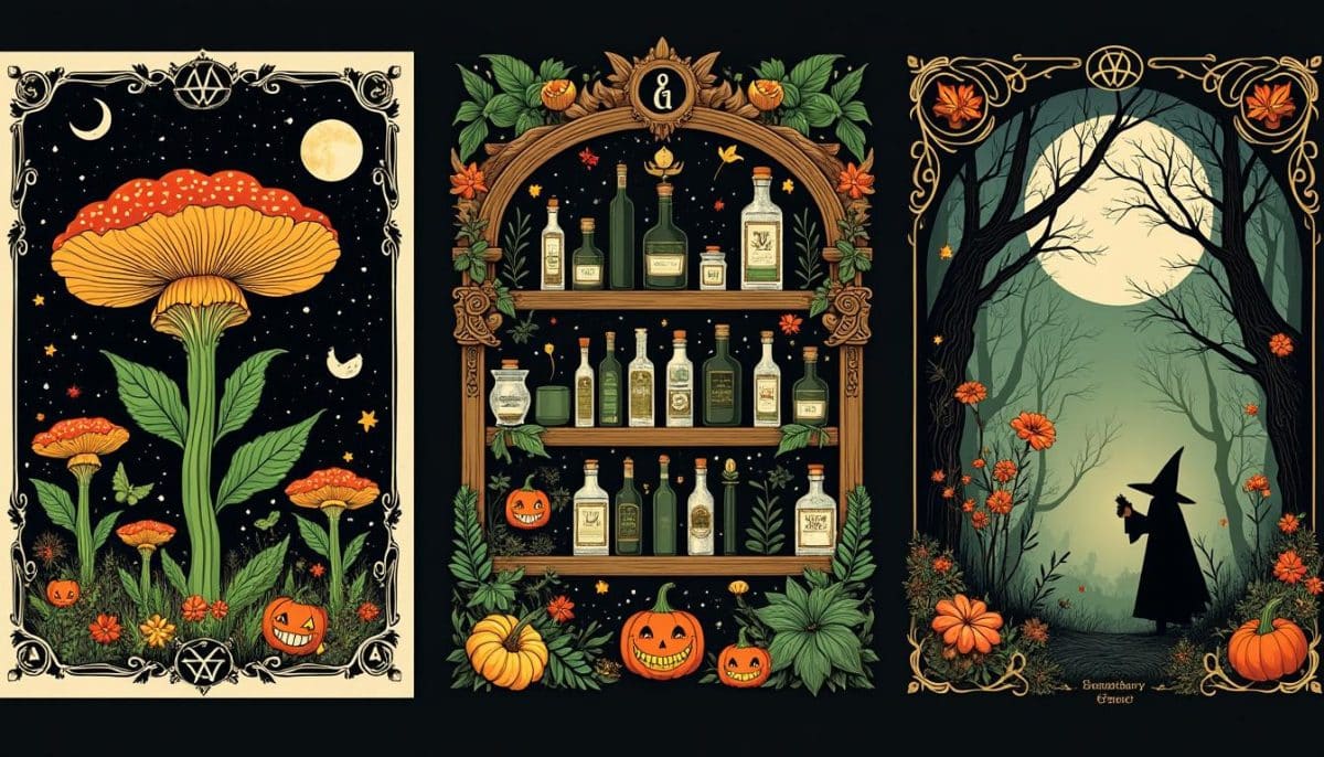 discover vintage halloween poster sets featuring botanical and occult designs. perfect for spooky home decor, parties, or collectors who love classic, eerie aesthetics.