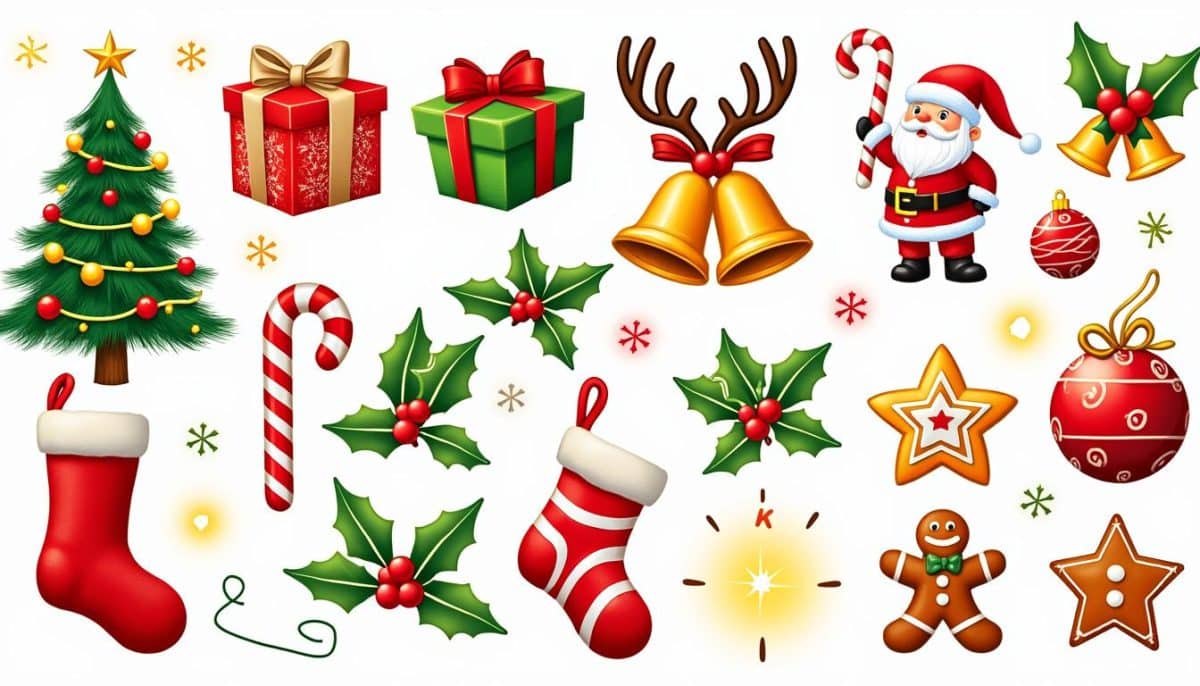 discover a festive collection of christmas icons with our digital graphics pack, perfect for holiday designs, cards, and decorations.