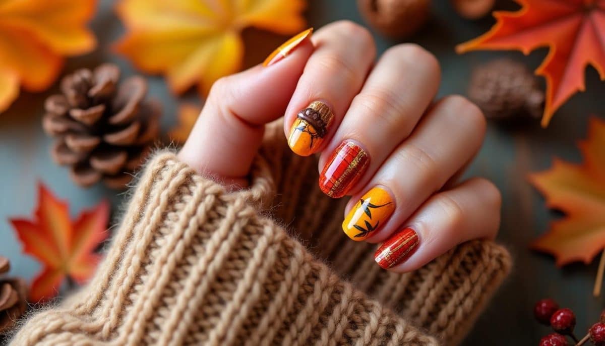 discover beautiful fall thanksgiving nails with autumn-inspired manicure ideas. perfect colors and designs to celebrate the season in style.