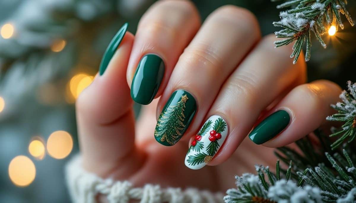 discover stunning green christmas nails with festive forest-inspired designs that bring holiday cheer to your fingertips. perfect for a seasonal and stylish look!
