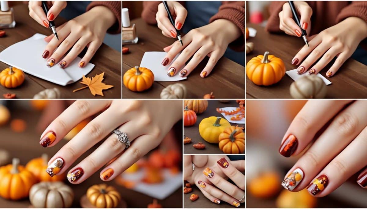 discover a detailed thanksgiving nail art tutorial with step-by-step pictures to create festive and beautiful designs perfect for the holiday season.