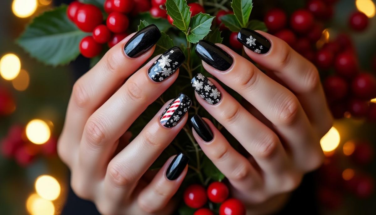 discover how to create edgy black christmas nails with our step-by-step holiday manicure tutorial. perfect for a bold and festive look this season!