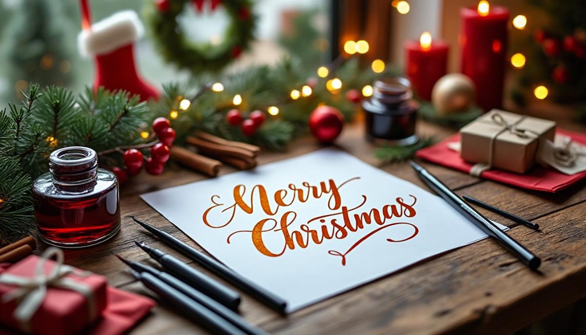 learn beautiful calligraphy with our merry christmas hand lettering tutorial. perfect for holiday cards, decorations, and festive designs.